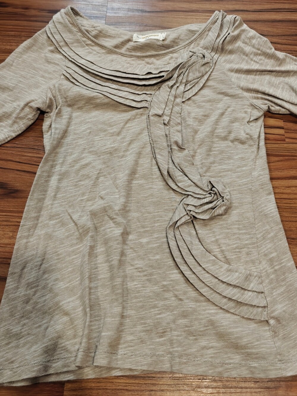 Anthropologie Pilcro Headwaters Womens Shirt Short Sleeve Ruffle GRAY - Picture 4 of 6